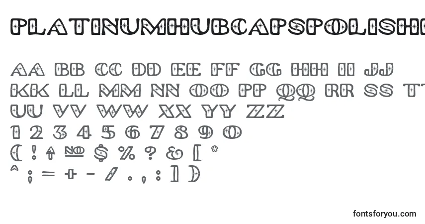 Czcionka Platinumhubcapspolished – alfabet, cyfry, specjalne znaki
