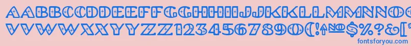 フォントPlatinumhubcapspolished – ピンクの背景に青い文字