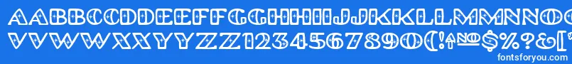 フォントPlatinumhubcapspolished – 青い背景に白い文字