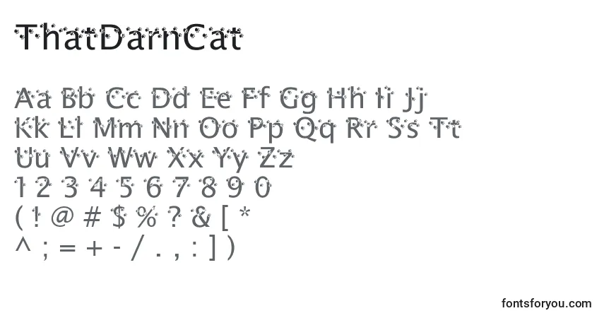 Czcionka ThatDarnCat – alfabet, cyfry, specjalne znaki