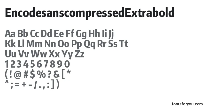 A fonte EncodesanscompressedExtrabold – alfabeto, números, caracteres especiais