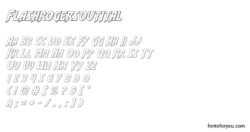 Flashrogersoutital-fontti – aakkoset, numerot, erikoismerkit