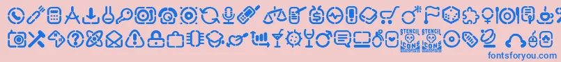 Fonte StencilIcons – fontes azuis em um fundo rosa