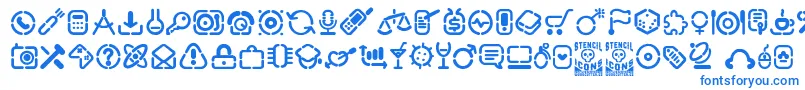StencilIcons-Schriftart – Blaue Schriften