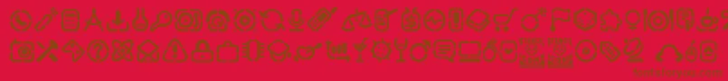 Fonte StencilIcons – fontes marrons em um fundo vermelho