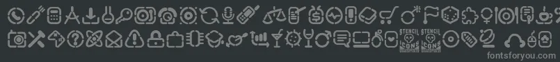 StencilIcons-fontti – harmaat kirjasimet mustalla taustalla