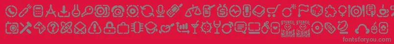 StencilIcons Font – Gray Fonts on Red Background