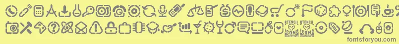 StencilIcons-Schriftart – Graue Schriften auf gelbem Hintergrund