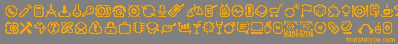 StencilIcons-fontti – oranssit fontit harmaalla taustalla
