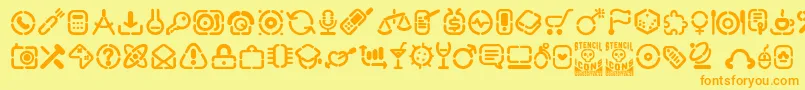 StencilIcons Font – Orange Fonts on Yellow Background