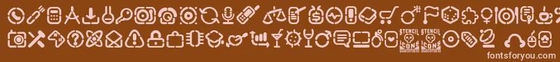 StencilIcons Font – Pink Fonts on Brown Background