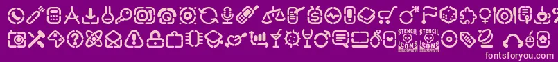 StencilIcons Font – Pink Fonts on Purple Background