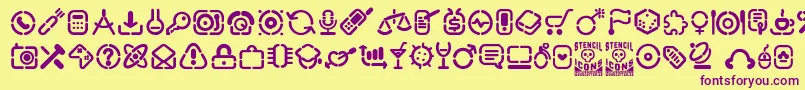 StencilIcons Font – Purple Fonts on Yellow Background