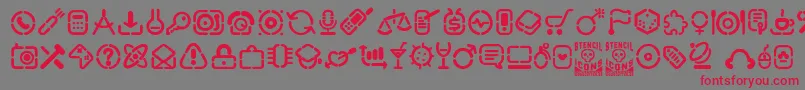 StencilIcons Font – Red Fonts on Gray Background