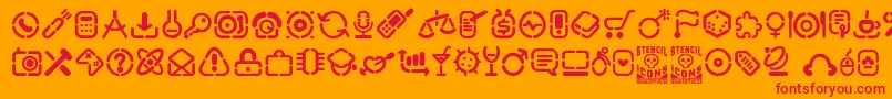 StencilIcons Font – Red Fonts on Orange Background