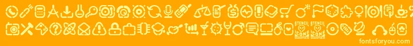StencilIcons-fontti – keltaiset fontit oranssilla taustalla