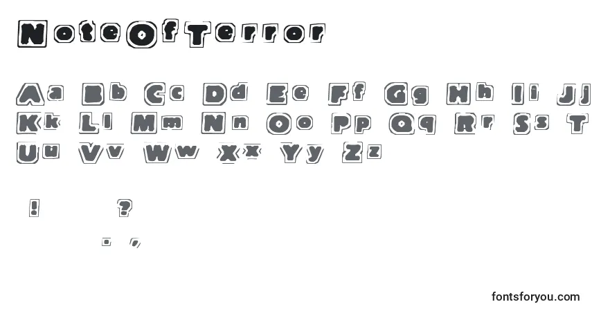 Schriftart NoteOfTerror – Alphabet, Zahlen, spezielle Symbole