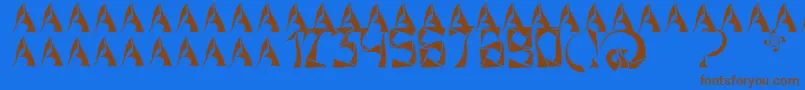 XorxWindyCyr-Schriftart – Braune Schriften auf blauem Hintergrund
