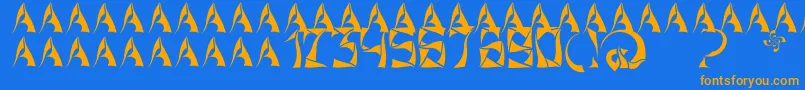 Weitere Informationen zur XorxWindyCyr-Schriftart XorxWindyCyr-Schriftart – Orangefarbene Schriften auf blauem Hintergrund