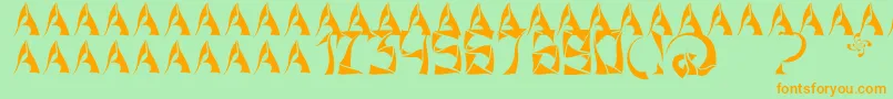 XorxWindyCyr-Schriftart – Orangefarbene Schriften auf grünem Hintergrund