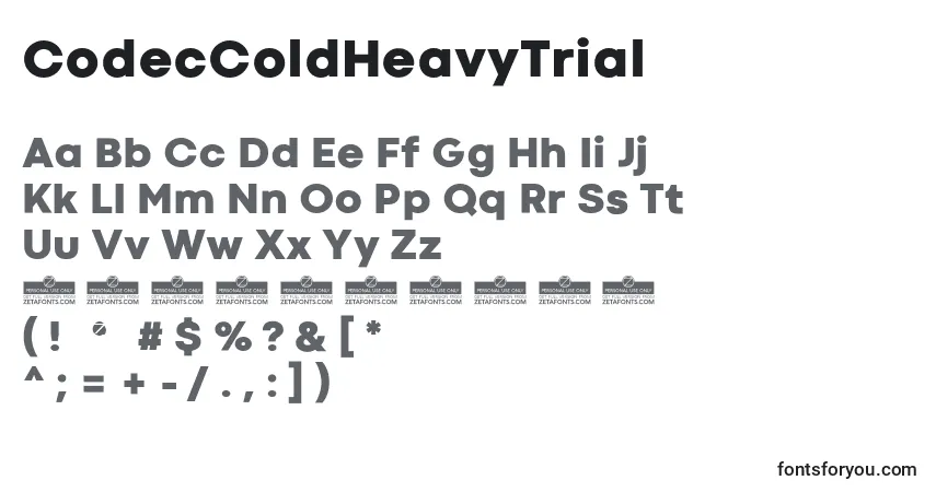 Czcionka CodecColdHeavyTrial – alfabet, cyfry, specjalne znaki