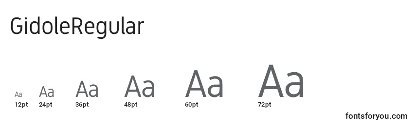 GidoleRegular Font Sizes