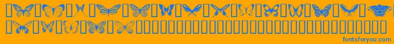 Butterflips-Schriftart – Blaue Schriften auf orangefarbenem Hintergrund