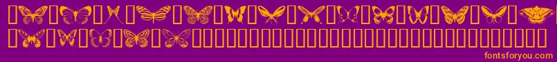 Butterflips-Schriftart – Orangefarbene Schriften auf violettem Hintergrund