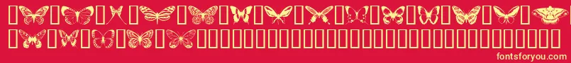 Butterflips-Schriftart – Gelbe Schriften auf rotem Hintergrund