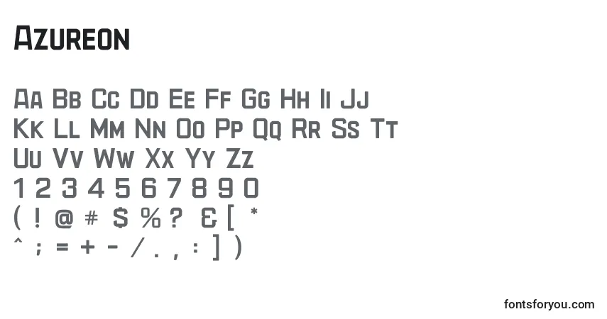 A fonte Azureon – alfabeto, números, caracteres especiais
