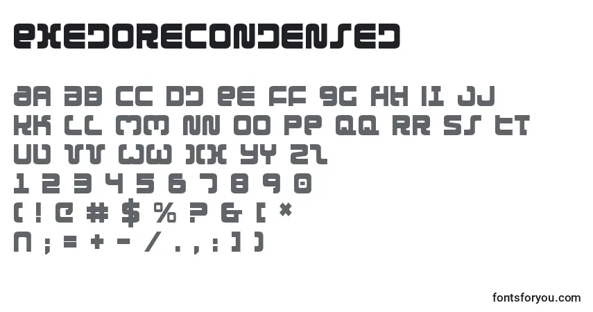 Шрифт ExedoreCondensed – алфавит, цифры, специальные символы
