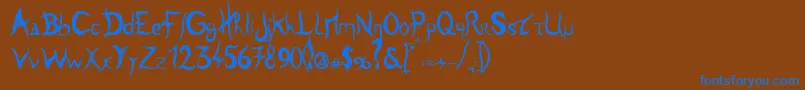 フォントTulen – 茶色の背景に青い文字