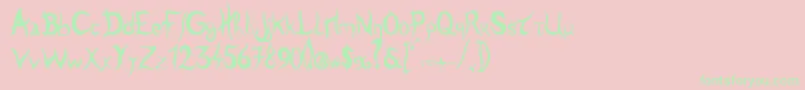 Tulen-Schriftart – Grüne Schriften auf rosa Hintergrund