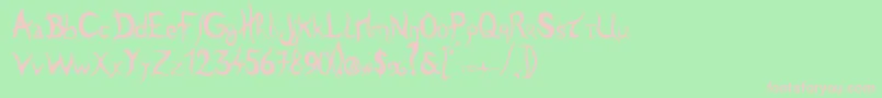 Tulen-Schriftart – Rosa Schriften auf grünem Hintergrund