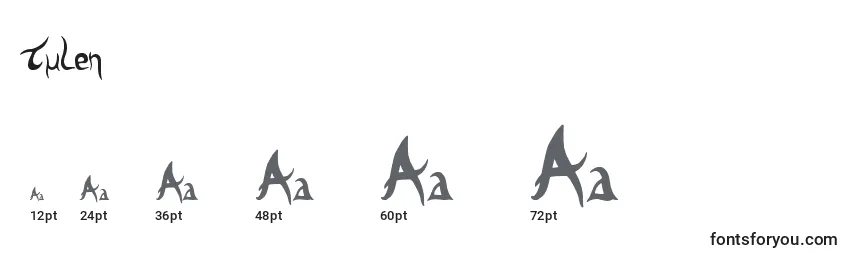 Размеры шрифта Tulen