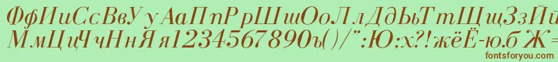 CyrillicNormalItalic Font – Brown Fonts on Green Background