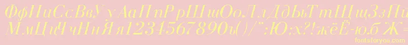 CyrillicNormalItalic Font – Yellow Fonts on Pink Background