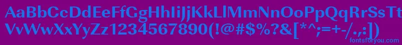 Urwimperialtextbolwid-Schriftart – Blaue Schriften auf violettem Hintergrund