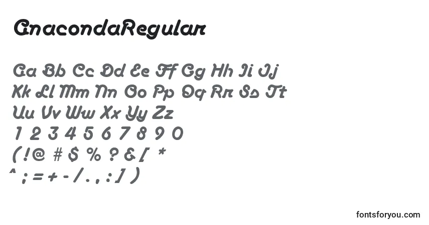 Fuente AnacondaRegular - alfabeto, números, caracteres especiales