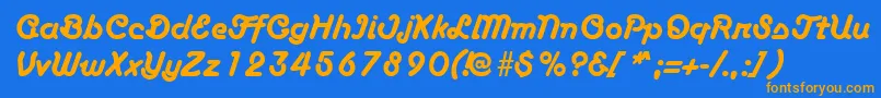 フォントAnacondaRegular – オレンジ色の文字が青い背景にあります。