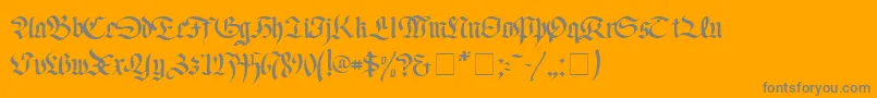 FaustusNormal-Schriftart – Graue Schriften auf orangefarbenem Hintergrund