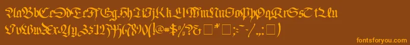 フォントFaustusNormal – オレンジ色の文字が茶色の背景にあります。