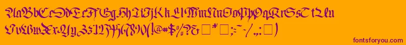 FaustusNormal-Schriftart – Violette Schriften auf orangefarbenem Hintergrund