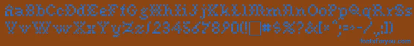 NeedlePointSewPlain Font – Blue Fonts on Brown Background