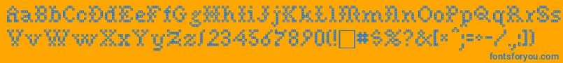 NeedlePointSewPlain Font – Blue Fonts on Orange Background