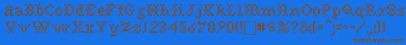 NeedlePointSewPlain Font – Brown Fonts on Blue Background