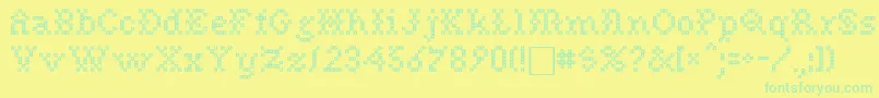 フォントNeedlePointSewPlain – 黄色い背景に緑の文字