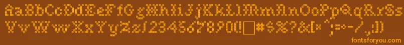 NeedlePointSewPlain Font – Orange Fonts on Brown Background