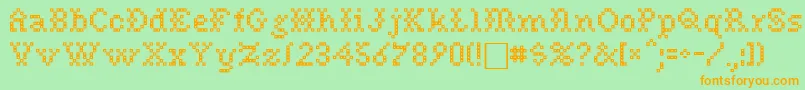 Fonte NeedlePointSewPlain – fontes laranjas em um fundo verde