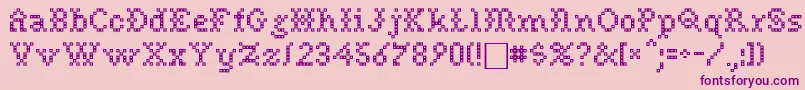 NeedlePointSewPlain-Schriftart – Violette Schriften auf rosa Hintergrund